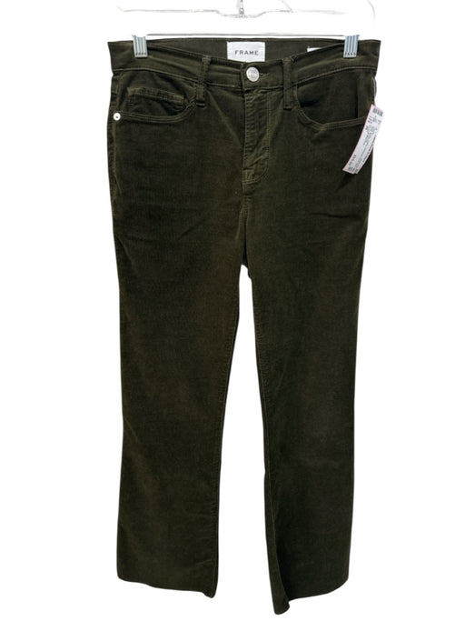 Frame Size 26 Dark Green Cotton Corduroy Crop Mini Boot Jeans Dark Green / 26