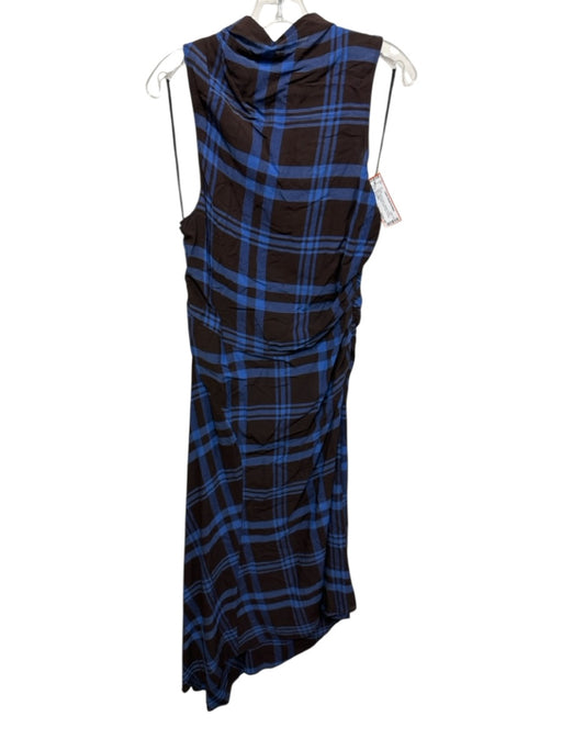 A.L.C. Size 6 Brown & Blue Viscose & wool Plaid Sleeveless Mock Neck Dress Brown & Blue / 6