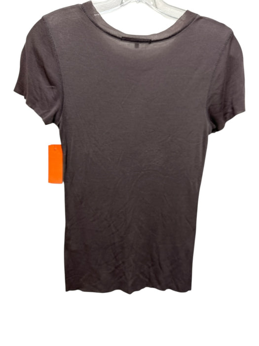 Beautiful People Size L Taupe Gray Tencel Short Sleeve Raw Hem T Shirt Top Taupe Gray / L