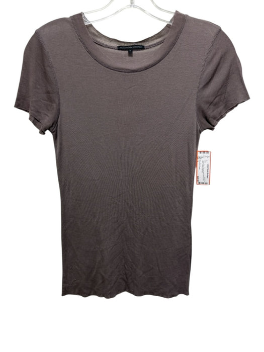 Beautiful People Size L Taupe Gray Tencel Short Sleeve Raw Hem T Shirt Top Taupe Gray / L