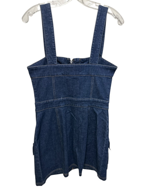 Amanda Uprichard Size M Dark Wash Cotton Denim Sleeveless Front Zip Dress Dark Wash / M