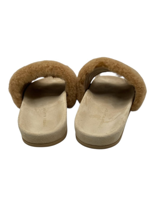 Jenni Kayne Shoe Size 37 Brown Leather Upper Shearling One Strap Slide Sandals Brown / 37