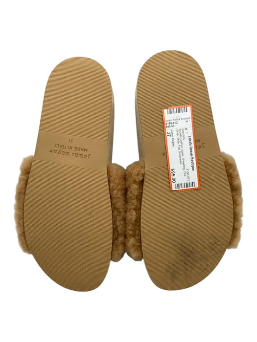 Jenni Kayne Shoe Size 37 Brown Leather Upper Shearling One Strap Slide Sandals Brown / 37