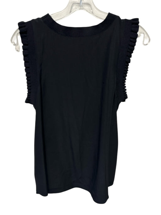 Cinq a Sept Size XS Black Silk Scalloped Cap Sleeve Top Black / XS