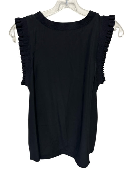 Cinq a Sept Size XS Black Silk Scalloped Cap Sleeve Top Black / XS