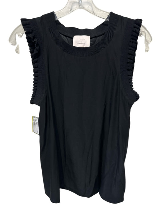 Cinq a Sept Size XS Black Silk Scalloped Cap Sleeve Top Black / XS