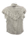 Veronica Beard Jeans Size S White Cotton Ruffle Cap Sleeve Button Up Sheer Top White / S