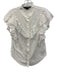 Veronica Beard Jeans Size S White Cotton Ruffle Cap Sleeve Button Up Sheer Top White / S