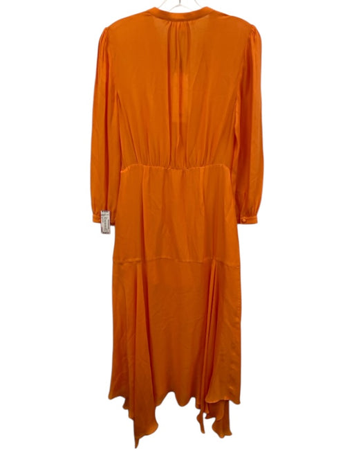 Veronica Beard Size 4 Orange Silk & Viscose Long Sleeve Sheer Buttons Maxi Dress Orange / 4