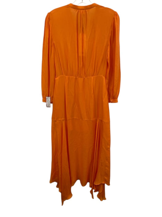 Veronica Beard Size 4 Orange Silk & Viscose Long Sleeve Sheer Buttons Maxi Dress Orange / 4
