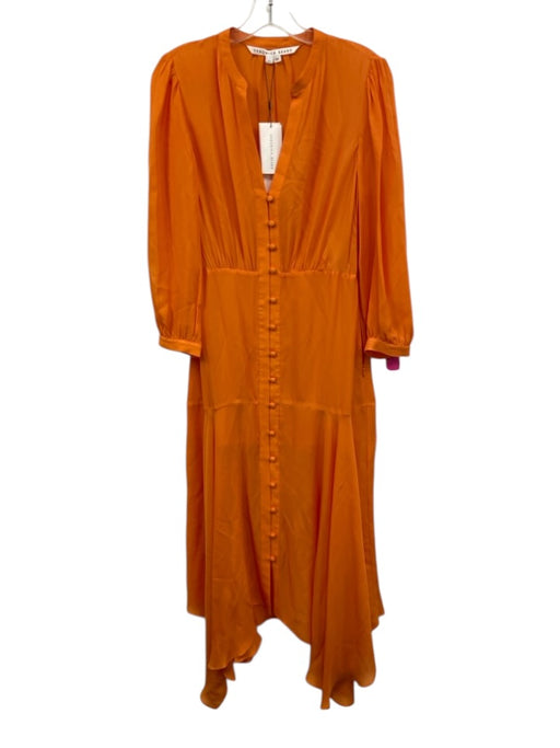 Veronica Beard Size 4 Orange Silk & Viscose Long Sleeve Sheer Buttons Maxi Dress Orange / 4