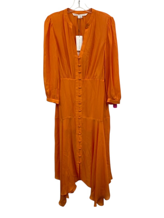 Veronica Beard Size 4 Orange Silk & Viscose Long Sleeve Sheer Buttons Maxi Dress Orange / 4
