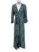 Natalie Martin Size XS White & Blue Silk Long Sleeve All Over Print Wrap Dress White & Blue / XS