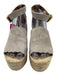 Chloe Shoe Size 37 Gray & Beige Suede Wedge Espadrille Ankle Buckle Sandals Gray & Beige / 37