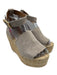 Chloe Shoe Size 37 Gray & Beige Suede Wedge Espadrille Ankle Buckle Sandals Gray & Beige / 37