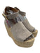 Chloe Shoe Size 37 Gray & Beige Suede Wedge Espadrille Ankle Buckle Sandals Gray & Beige / 37