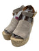 Chloe Shoe Size 37 Gray & Beige Suede Wedge Espadrille Ankle Buckle Sandals Gray & Beige / 37