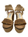 Jimmy Choo Shoe Size 37.5 Brown & Beige Suede Espadrille Platform Wedge Sandals Brown & Beige / 37.5