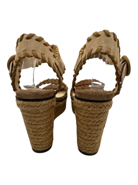 Jimmy Choo Shoe Size 37.5 Brown & Beige Suede Espadrille Platform Wedge Sandals Brown & Beige / 37.5