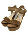 Jimmy Choo Shoe Size 37.5 Brown & Beige Suede Espadrille Platform Wedge Sandals Brown & Beige / 37.5