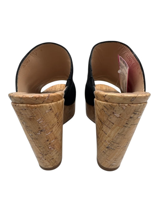Stuart Weitzman Shoe Size 7 Black & Beige Suede & Cork open toe Wedge Sandals Black & Beige / 7