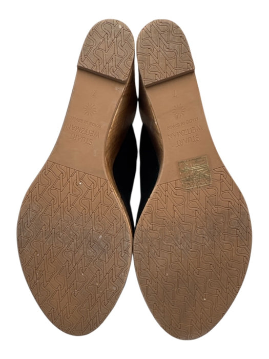Stuart Weitzman Shoe Size 7 Black & Beige Suede & Cork open toe Wedge Sandals Black & Beige / 7