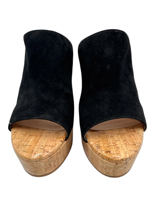 Stuart Weitzman Shoe Size 7 Black & Beige Suede & Cork open toe Wedge Sandals Black & Beige / 7