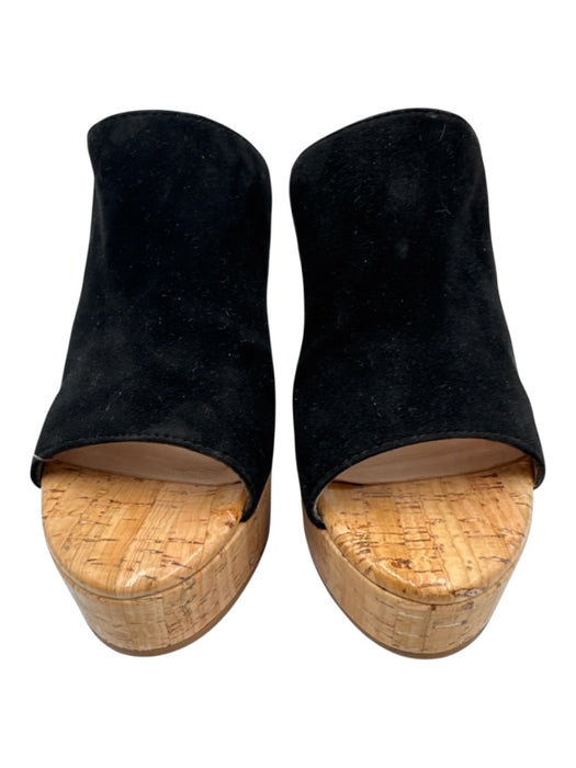 Stuart Weitzman Shoe Size 7 Black & Beige Suede & Cork open toe Wedge Sandals Black & Beige / 7