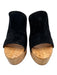 Stuart Weitzman Shoe Size 7 Black & Beige Suede & Cork open toe Wedge Sandals Black & Beige / 7