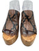 Stuart Weitzman Shoe Size 7 Brown, Black & Beige Leather & Cork Peep Toe Sandals Brown, Black & Beige / 7