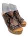 Stuart Weitzman Shoe Size 7 Brown, Black & Beige Leather & Cork Peep Toe Sandals Brown, Black & Beige / 7