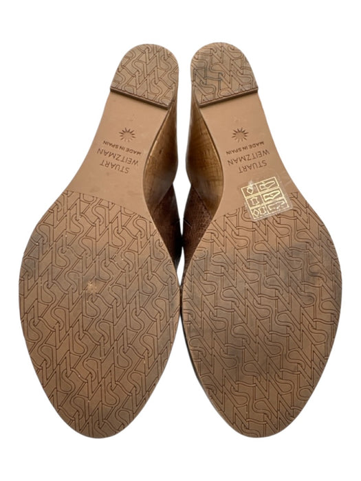 Stuart Weitzman Shoe Size 7 Brown, Black & Beige Leather & Cork Peep Toe Sandals Brown, Black & Beige / 7