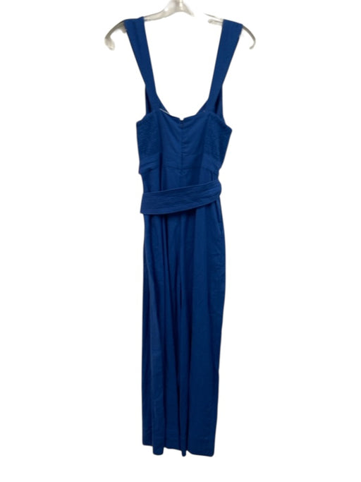 Farm Rio Size S Blue Linen Blend Sweetheart Neckline Back Zip Jumpsuit Blue / S
