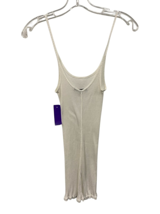 Beautiful People Size L White Cotton Blend Spaghetti Strap Ribbed Tank Top White / L