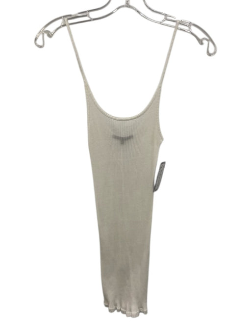 Beautiful People Size L White Cotton Blend Spaghetti Strap Ribbed Tank Top White / L