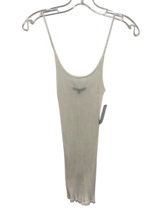 Beautiful People Size L White Cotton Blend Spaghetti Strap Ribbed Tank Top White / L