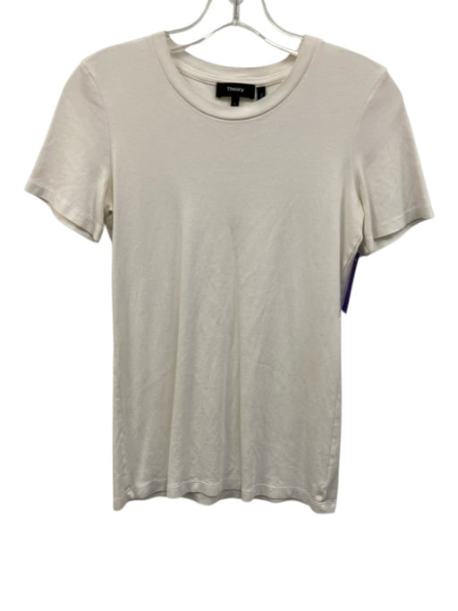 Theory Size S White Cotton Crew Neck Short Sleeve Top White / S