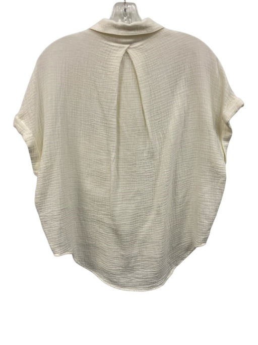 Sundays Size S Cream White Cotton Collar Neck Button Down Short Sleeve Skirt Set Cream White / S