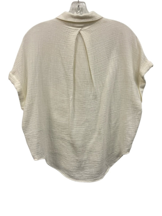 Sundays Size S Cream White Cotton Collar Neck Button Down Short Sleeve Skirt Set Cream White / S