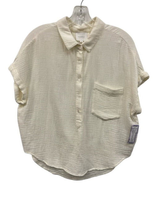 Sundays Size S Cream White Cotton Collar Neck Button Down Short Sleeve Skirt Set Cream White / S