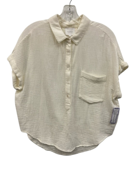 Sundays Size S Cream White Cotton Collar Neck Button Down Short Sleeve Skirt Set Cream White / S