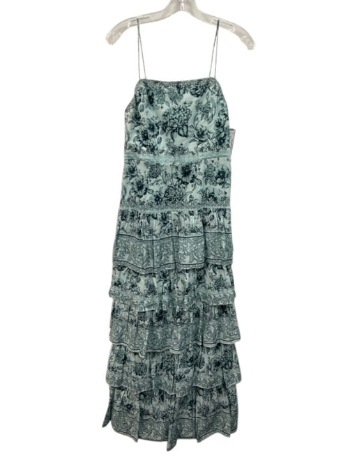 Alice & Olivia Size S Teal Blue Cotton Square Neck Spaghetti Strap Dress Teal Blue / S