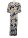 Ulla Johnson Size 8 White, Blue & Multi Silk Crew Neck Back Button Dress White, Blue & Multi / 8