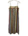 Staud Size M Red, Green & Multi Linen Square Neck Spaghetti Strap Side Zip Dress Red, Green & Multi / M