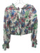 By Anthropologie Size S Cream, Blue & Multi Cotton V Neck Watercolor Print Top Cream, Blue & Multi / S