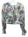 By Anthropologie Size S Cream, Blue & Multi Cotton V Neck Watercolor Print Top Cream, Blue & Multi / S