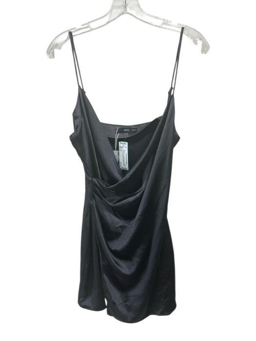 MNG Size 6 Dark Grey Polyester Adjustable Strap Cowl Neck Mini Cross Front Dress Dark Grey / 6
