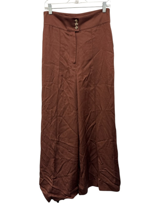 Club Monaco Size 6 Brown Viscose Blend Zip & Button Wide Leg Pockets Pants Brown / 6