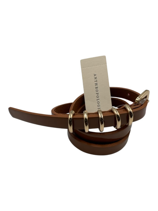 Anthropologie Tan Leather Patent Narrow Belts Tan / S