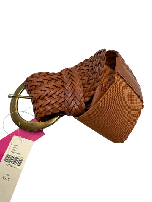 Anthropologie Tan Leather Woven Detail Belts Tan / XS/S